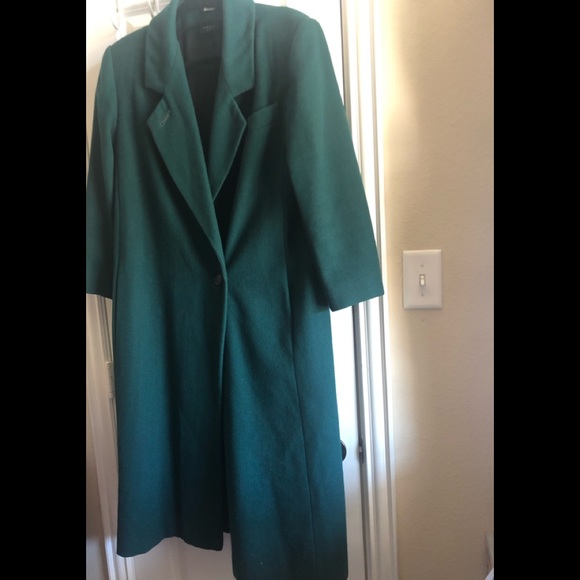 ADOLFO CLASSICS LONG GREEN COAT - Picture 2 of 11